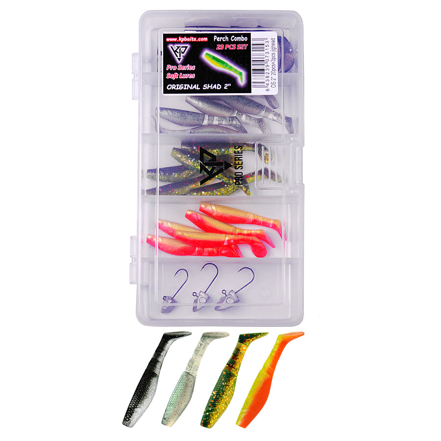 K.P Original Shad 2" sortiment 20st + 3 jiggskallar