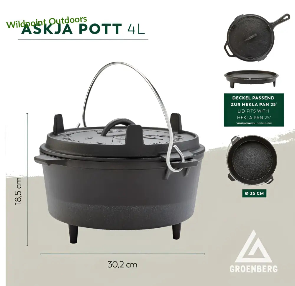 Groenberg askja valurautapata 4 l ø25 cm - wildpoint retkeily 58,90 €