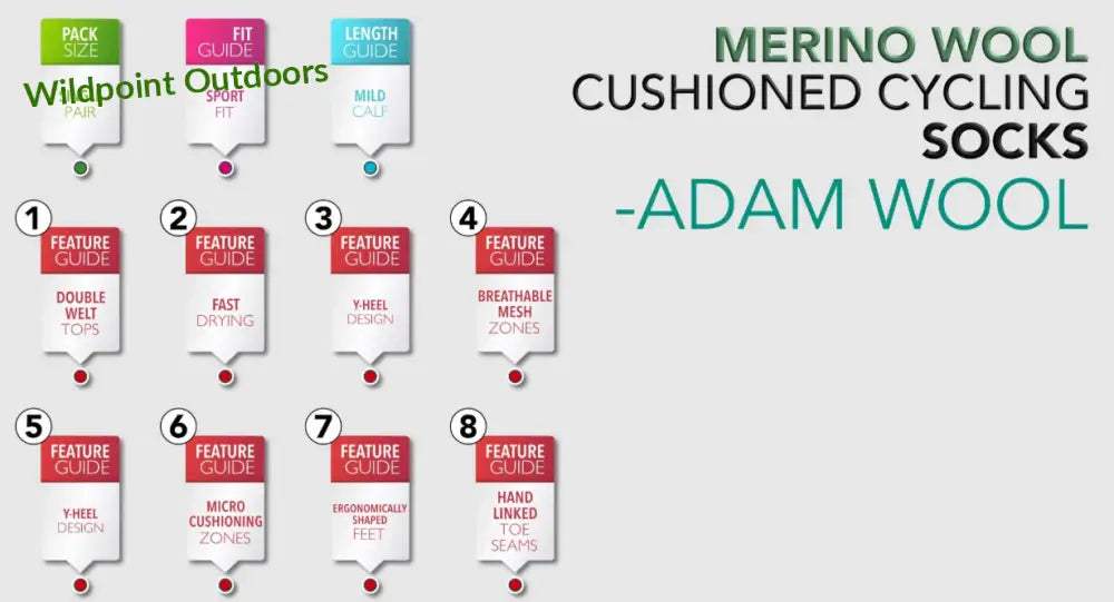 Norfolk adam merinovilla pyöräilysukat 2pr - wildpoint retkeily