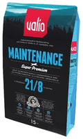 15 kg valio premium maintenance koiranruokasäkki, mustavalkoinen suomalainen lapinkoira ja proteiinipitoisuus teksti