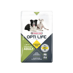 Valkoinen ja vihreä versele-laga opti life medium aikuisten koiranruokapussi kanariisi maku 2,5 kg