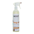 Clear muovinen suihkepullo valkoisella liipaisimella ja accd bug off -etiketillä tehokkaaseen hyönteisten poistoaineeseen 750ml