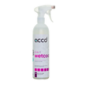 Clear plastic spray bottle of accd wetcoat 2-in-1 pikavaha 750ml with white trigger and pink accents on white background