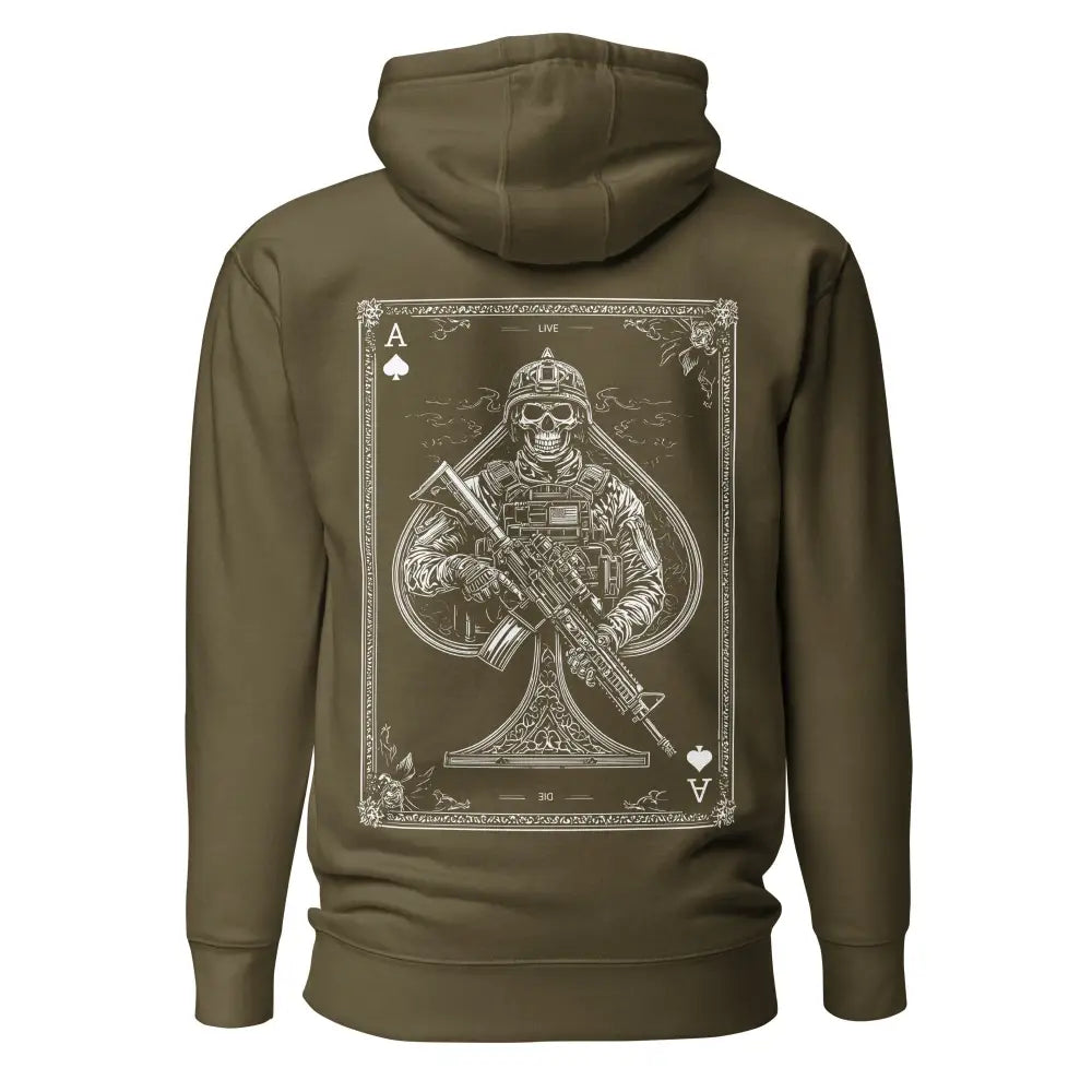 Ace of spades huppari - military green / s - hoodie sotilas luuranko retkeilyvarusteet verkkokaupasta 79 €