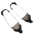 Black and silver ski crampon straps with spring-loaded metal coils for altai skis 3 pin cable 75mm binding