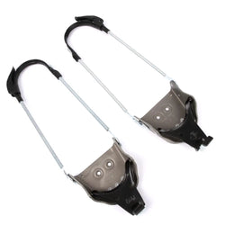 Black and silver ski crampon straps with spring-loaded metal coils for altai skis 3 pin cable 75mm binding