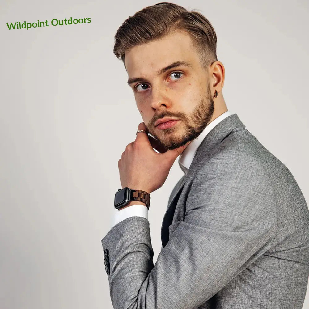 Apple watch -puinen ranneke pähkinäpuu - kellojen rannekkeet - wildpoint retkeily