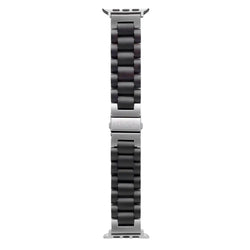 Apple Watch Ultra puinen ranneke eebenpuu musta ja hopeanharmaa moderni design lukittuvilla linkeillä