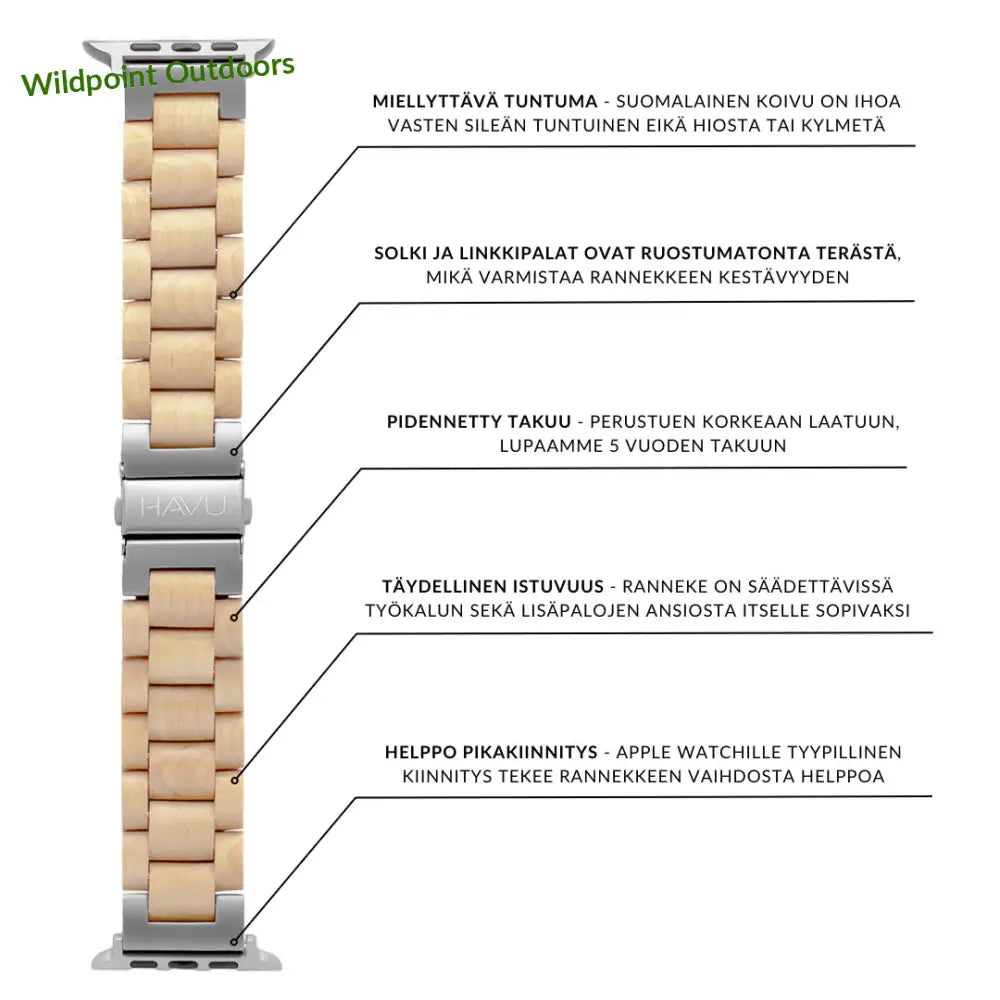 Apple watch ultra -puinen ranneke koivu - kellojen rannekkeet - wildpoint retkeily 59 €