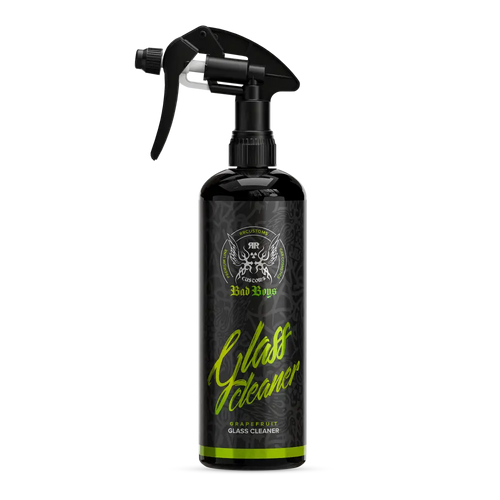 Black spray bottle with neon green ar customs bad boys branding labeled badboys glass cleaner 500ml for glass cleaning