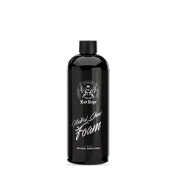 Black plastic bottle of bad boys neutral snow foam 1l with glossy finish and silver foil label with white cursive text