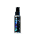 A sleek transparent spray bottle with a black pump and vibrant blue graffiti-style lettering labeled badboys scent boy 100ml
