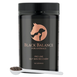 Black balance pro line 135g jauhe suolistolle iholle ja palautumiseen 100 annosta mustassa purkissa ruusukultaisin logoilla