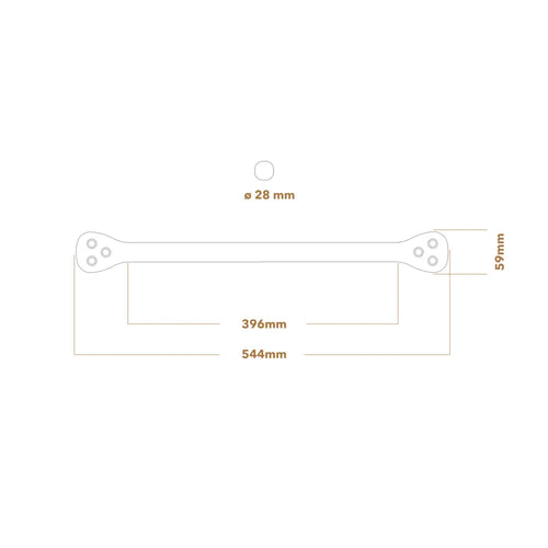 Minimalistinen metallinen bone - noir -työkalu kapealla kahvalla ja kahdella pyöreällä päällä joissa neljä reikää jokaisessa