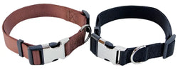 Boogie nylonpanta brown and black nylon dog collars with silver toned metal buckles