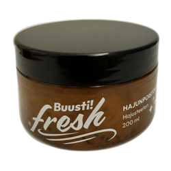 Ruskea buusti hajunpoistogeeli mustalla kannella hajusteeton 200 ml hiustenmuotoilutuote