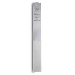 Silver dianova lapstone diamond sharpener double sided with textured abrasive surface and engraved branding