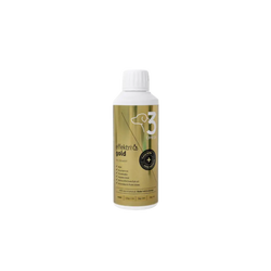 A sleek white Effektri Gold Dog bottle with gold label and cap for omega-3 and pet nutrition