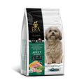 A 2kg bag of ERA Millennium adult dog food for small breeds with chicken pheasant and brown rice formula in clear plastic packaging
