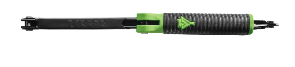 Gerber freescape camp saw, vihreä ja musta teksturoitu kahva, metallinen pää, retkeilytyökalu