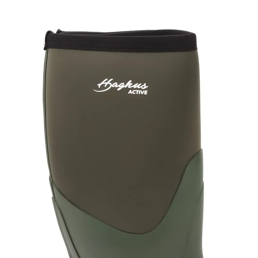 Olive green ja dark olive kaksiväriset neopreenisaappaat black joustavalla suojuksella ja valkoisella haghus active logolla