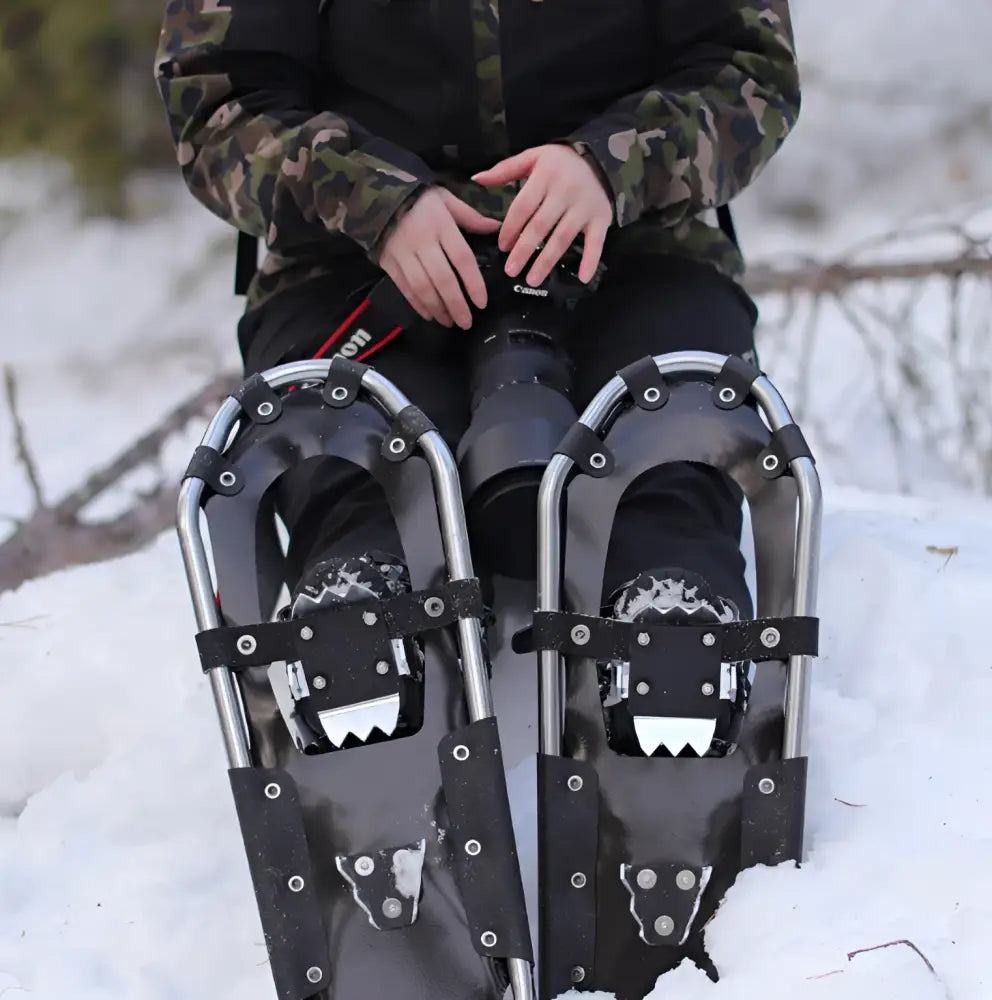 Haghus finland 9x30 lumikengät musta ja hopea kestävä metalli kehys säädettävillä hihnoilla