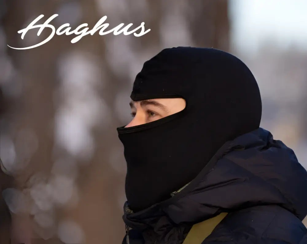Mustan värinen haghus kypärämyssy bagnus-balaclava, tiukka ja lämmin ulkokäyttöön