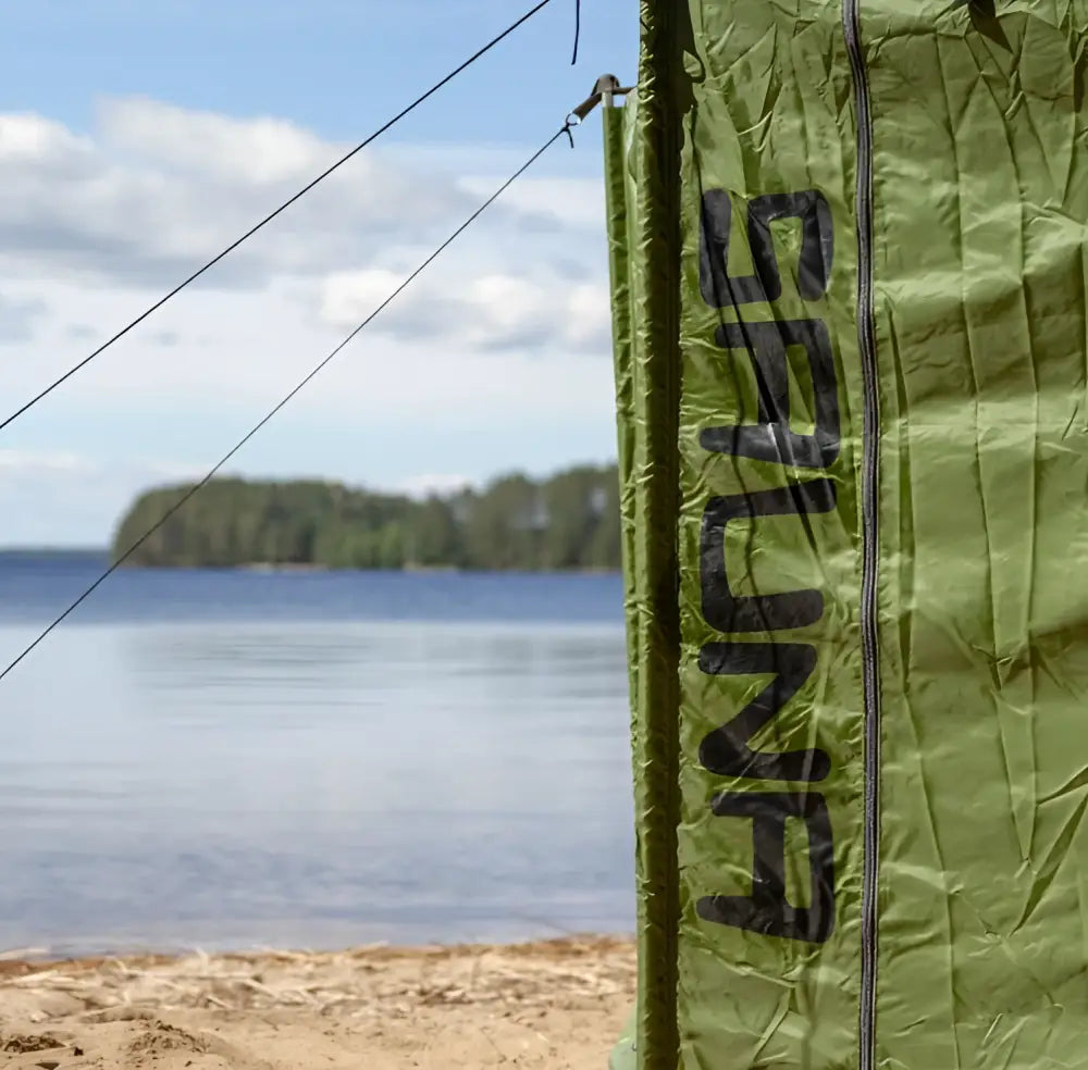 Oliivinvihreä täytettävä telttasauna black saunabrändillä haghus telttasauna combo valmis paketti