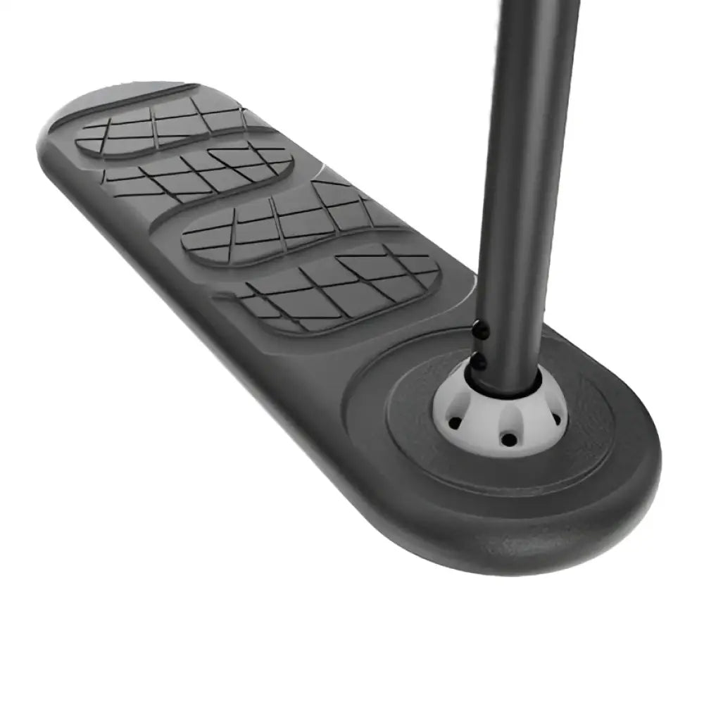 Black rubber floor mop head with textured grip and metal pole attachment for indo fusion tornado trick scooter