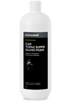 Valkoinen muovipullo innokem professional car topaz super gloss foam kiiltoshampootiiviste autolle 1l