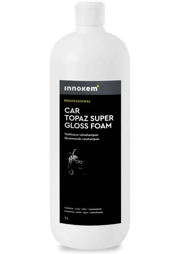 Valkoinen muovipullo innokem professional car topaz super gloss foam kiiltoshampootiiviste autolle 1l