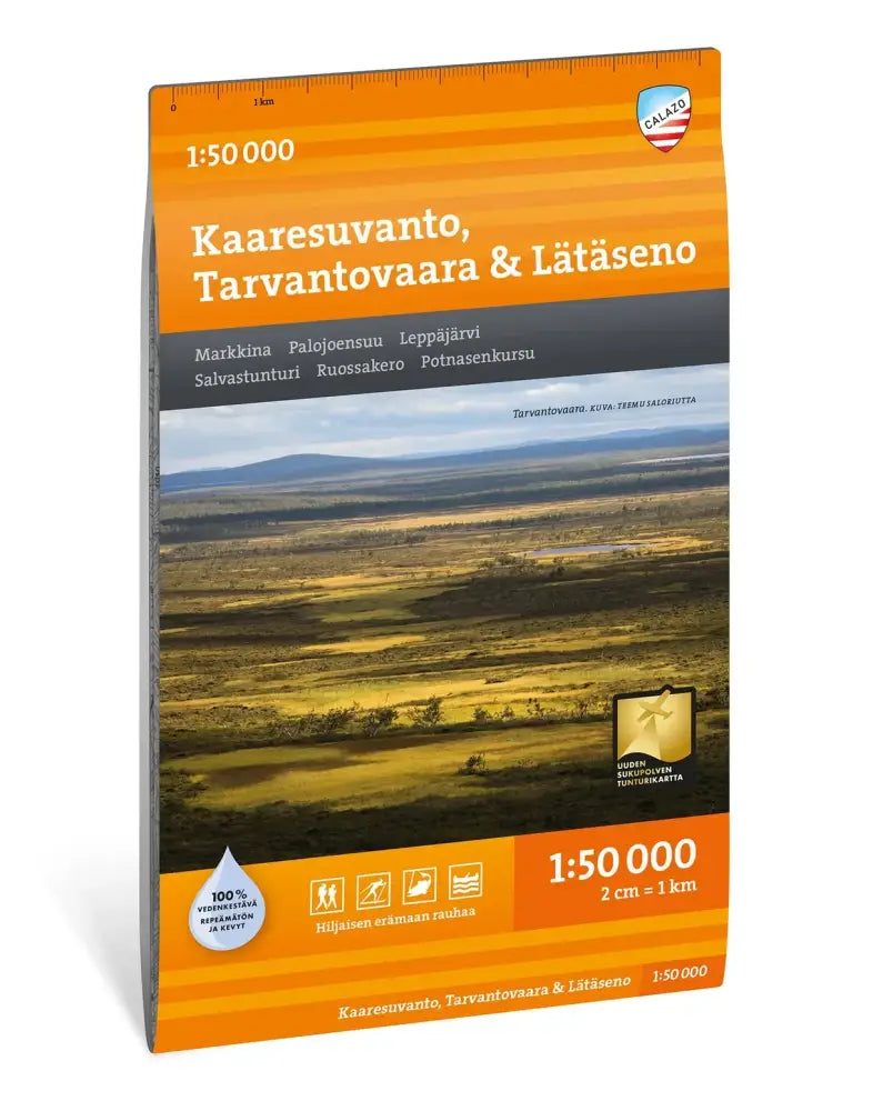 Kartta kaaressuvannosta tarvantovaarasta ja lätäsenoista gaialta oranssi ja musta 1 50 000 mittakaavassa