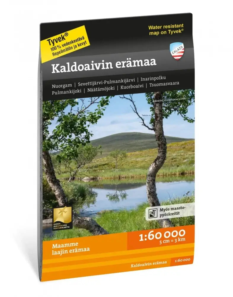 Tyvek-merkki vedenpitävä kaldoaivin erämaa 1 60 000 kartta, jossa metsää ja vettä sisältävä maisema