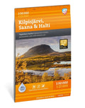 Oranssi ja harmaa kartta kilpisjärvestä saana ja haltista mittakaavassa 1:50 000 ja 1:25 000 tuotteessa galla