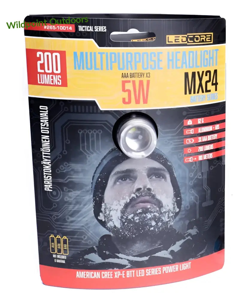 Ledcore mx24 5w paristokäyttöinen otsavalo - wildpoint retkeily 16,90 €