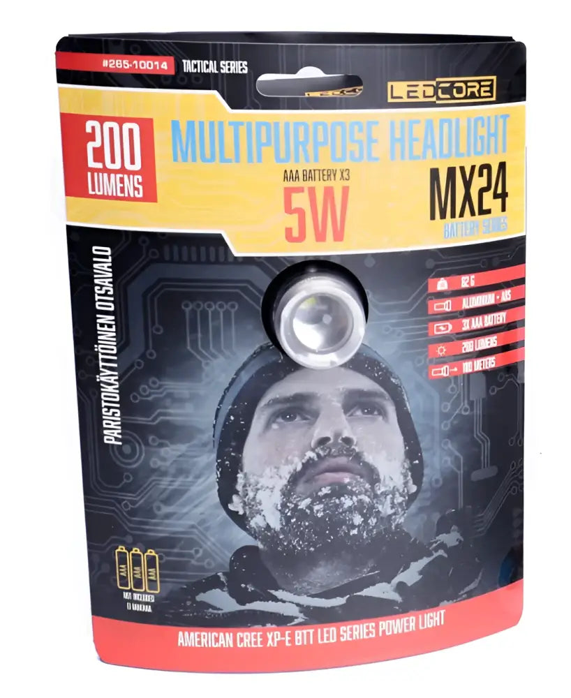 Ledcore mx24 5w paristokäyttöinen otsavalo - wildpoint retkeilyvarusteet verkkokaupasta 16,90 €