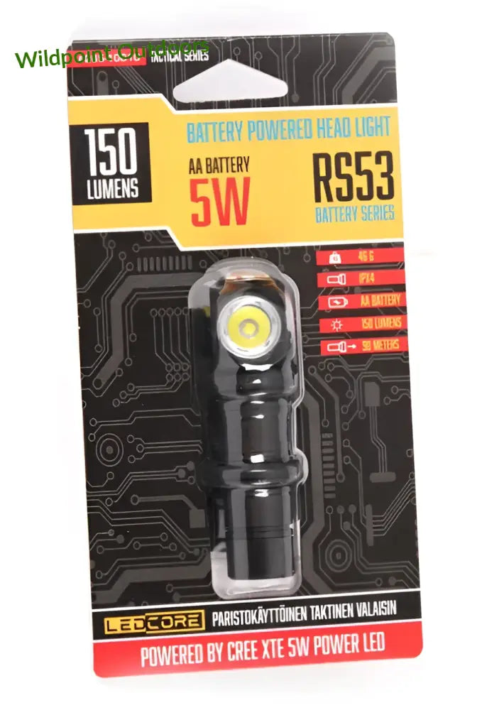 Ledcore rs53 5w paristokäyttöinen otsavalo - wildpoint retkeily 16,90 €