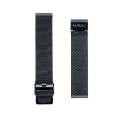 Musta metalliranneke 18mm 20mm 22mm kokoa havu verkkokuvioisella pinnalla ja kiiltävällä metallisulkimella