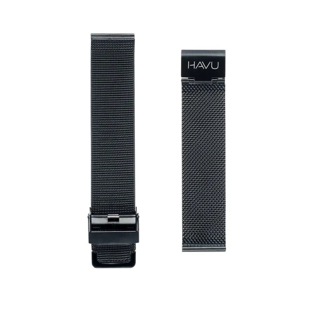 Musta metalliranneke 18mm 20mm 22mm kokoa havu verkkokuvioisella pinnalla ja kiiltävällä metallisulkimella