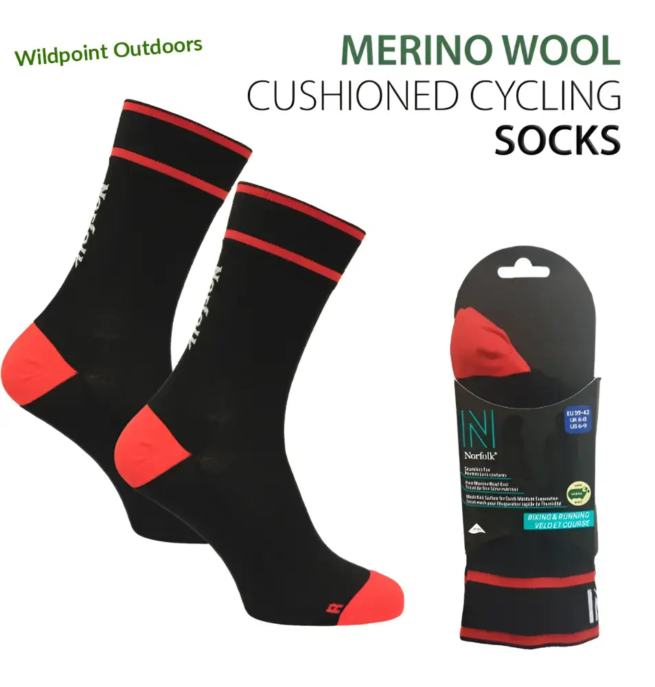 Norfolk adam merinovilla pyöräilysukat 2pr - wildpoint retkeily