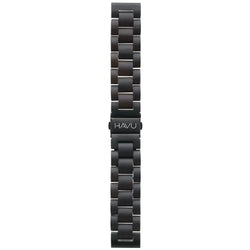 Mustan eebenpuun puinen ranneke mattapintaisilla metallilinkeillä 18mm 20mm 22mm koolle