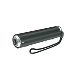 Musta sylinterimäinen knog pwr seeker 450l -taskulamppu hopeisella linssillä ja rannekkeella
