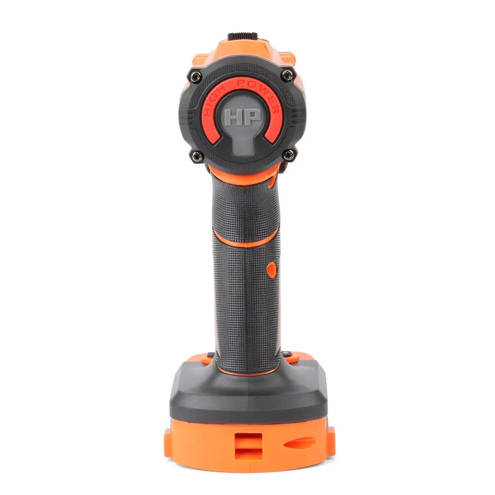 Robota dc-da18v akkuporakone runko oranssi ja musta akkuruuviavain kohokuvioidulla kahvalla ja hp-brändäyksellä