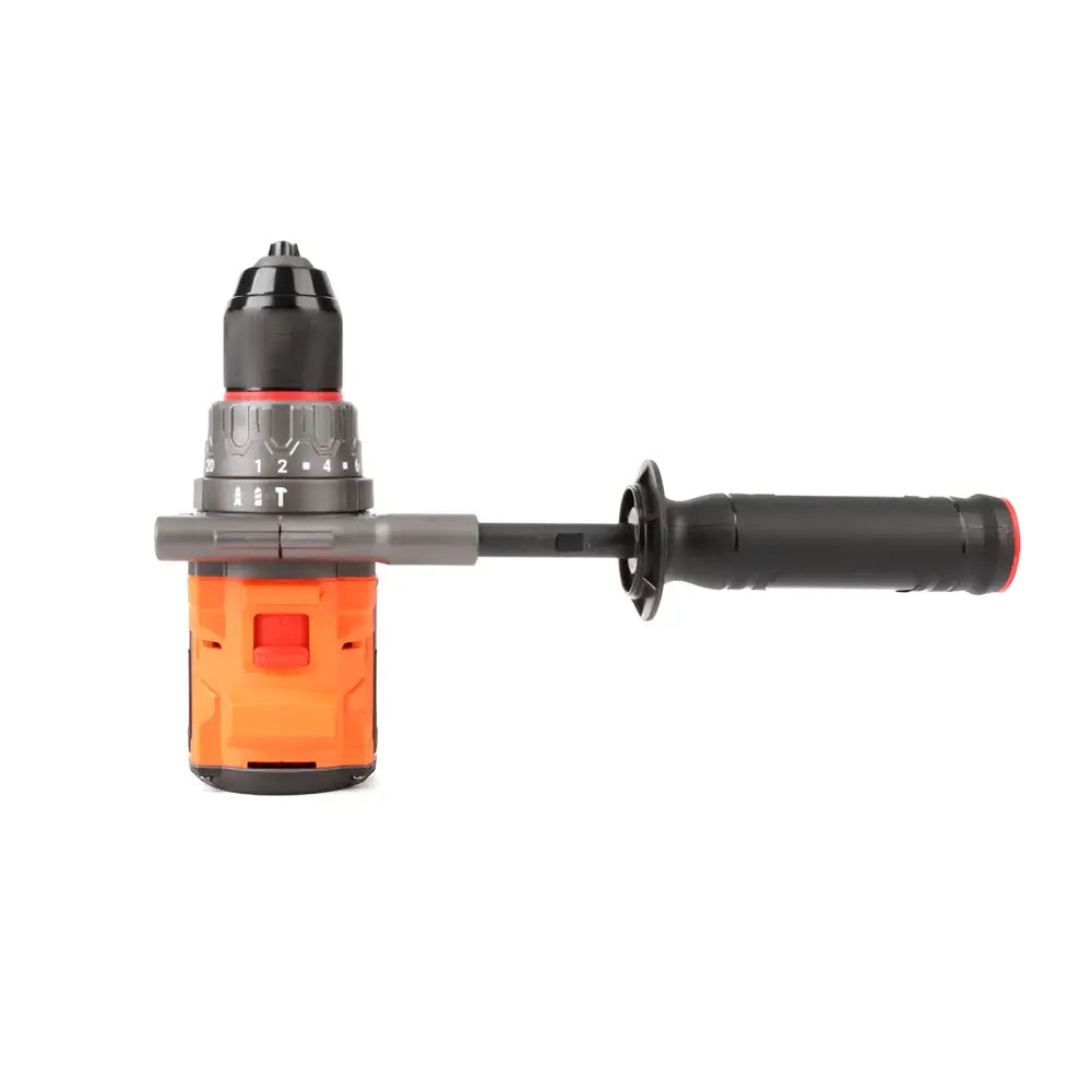 Robota dc-it218v akkuporakone kahvalla ja oranssi musta teksturoitu kahva ergonomiseen käyttöön