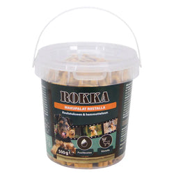 Rokka makupalat riistalla 500 g kosteat koiran herkut kirkkaassa muovisessa ämpärissä kahvalla