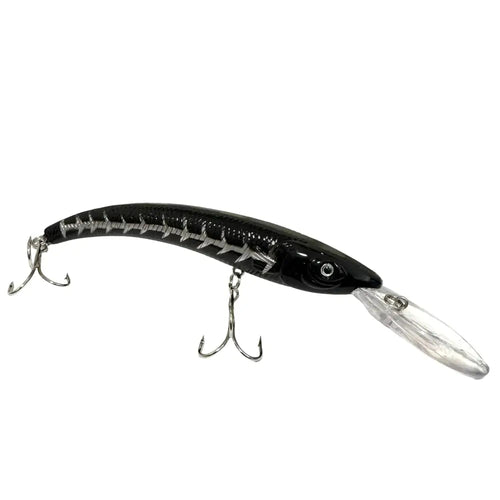 Black and silver minnow-tyylinen kalajigi kirkkaalla muovisella päällä roundblack deep wobbler kuhan ja hauen uisteluun 12cm 14g