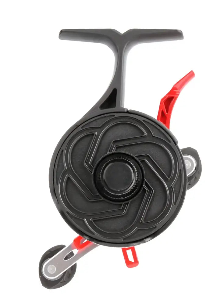 Scandinavian tackle force free fall 60mm pilkkikela vasen black and red outdoor fishing reel with swirl patterns