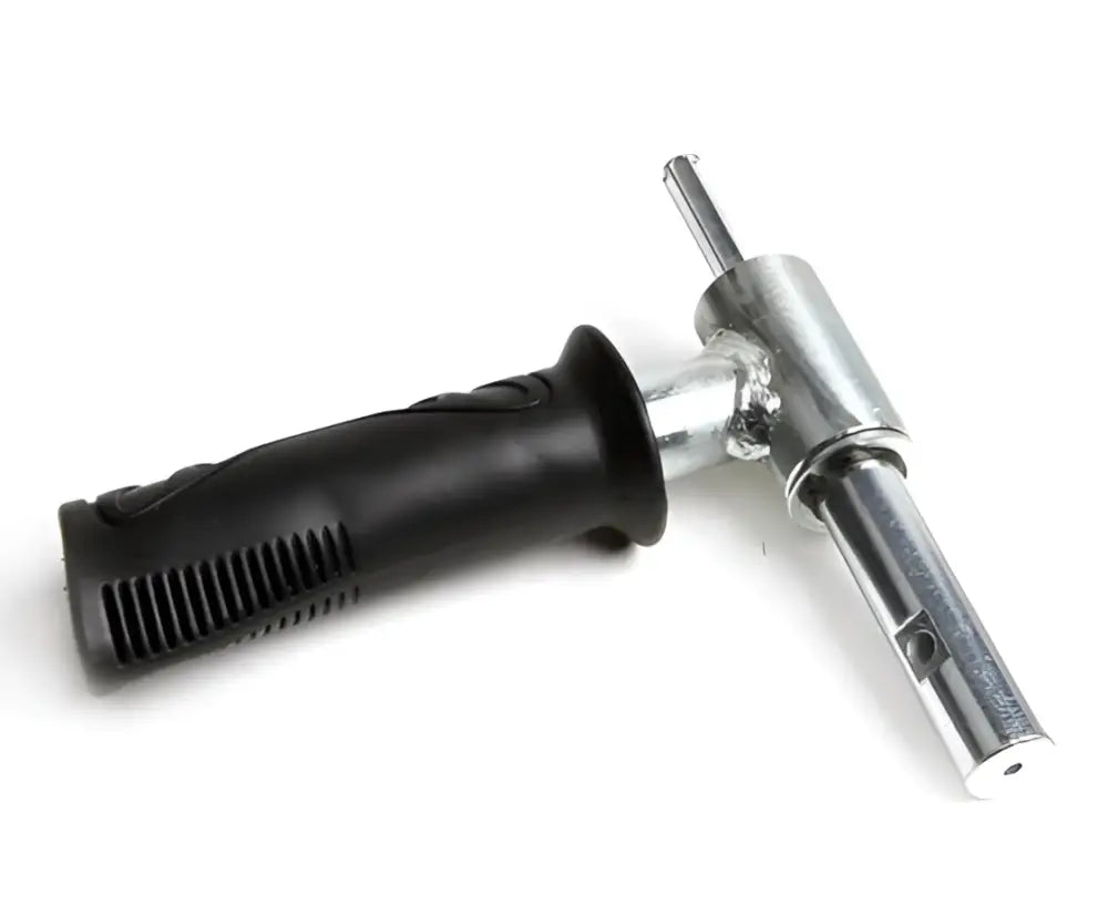 Black rubber-handled t-handle porakoneadapteri pro auger with silver metallic shaft and wildpoint outdoors branding