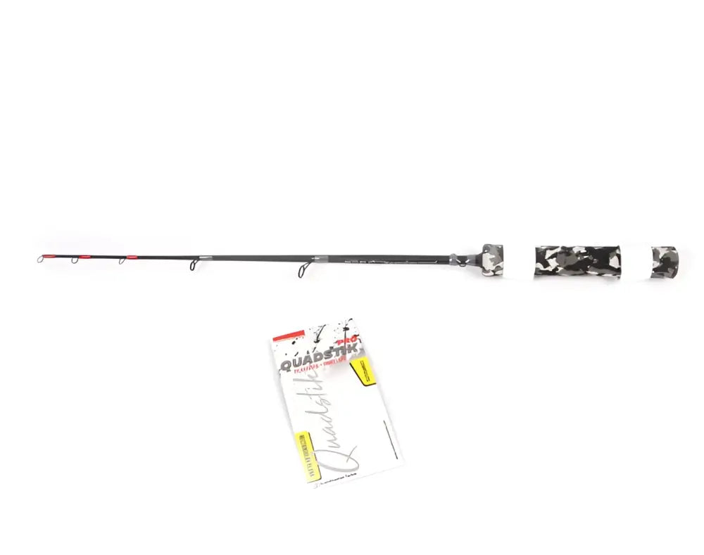 Black and gray camouflage fishing rod with matching handle brand quadstik by wildpoint outdoors scandinavian tackle 24 inches