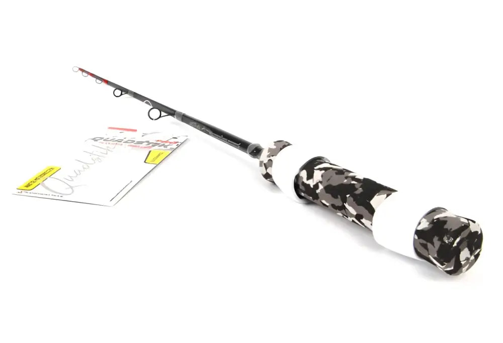 Black and white camouflage patterned scandinavian tackle quadstik 24 fishing rod with sleek modern design